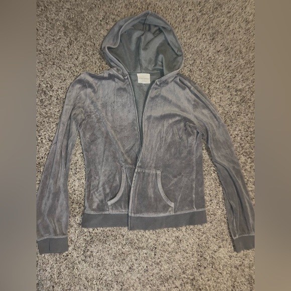 Banana Republic Light Gray Velvet Zip Up/Sweat Jacket - Picture 1 of 6
